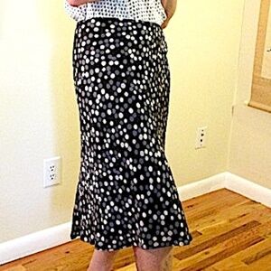 Allison Taylor Flared Polka Dot Silk Skirt, Size XL